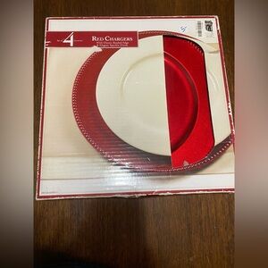Red and Cream Charger Plates Set
